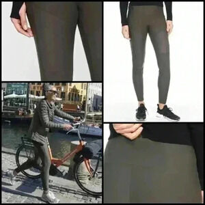 Athleta Madison Moto High Rise Side Zipper Athleisure Yoga Gray Leggings Size 4P